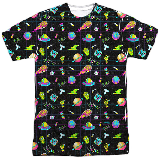 Rick And Morty Opening Icons Mens Poly Crew T Shirt White