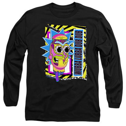Rick And Morty Wubba Lubba Dub Dub Mens Long Sleeve Shirt Black Officially Licensed