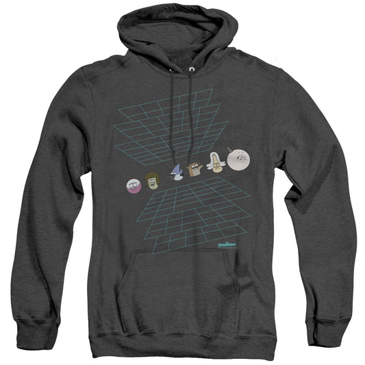 The Regular Show Regular Grid Heather Mens Hoodie Black Officially Licensed