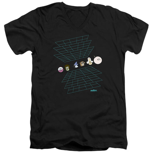 The Regular Show Regular Grid Mens Slim Fit V-Neck T Shirt Black Officially Licensed