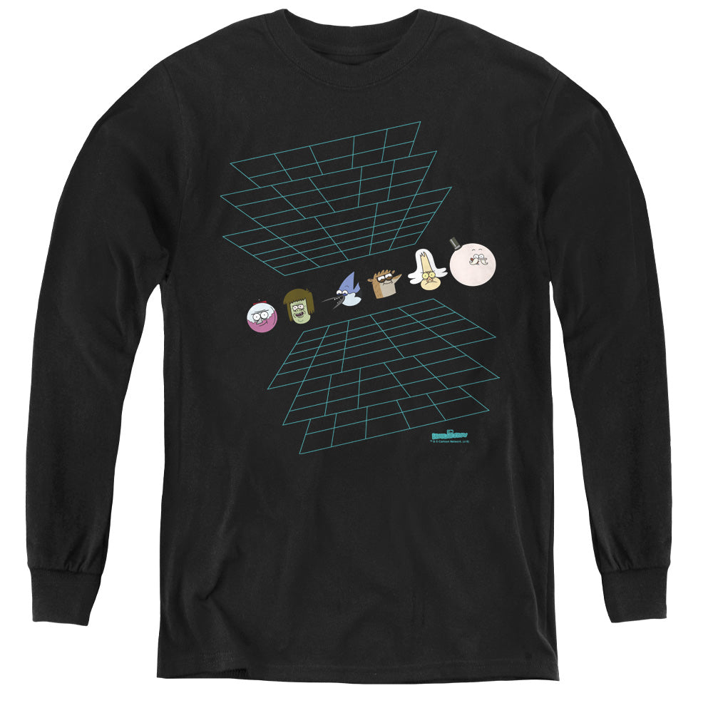 The Regular Show Regular Grid Long Sleeve Kids Youth T Shirt Black Officially Licensed