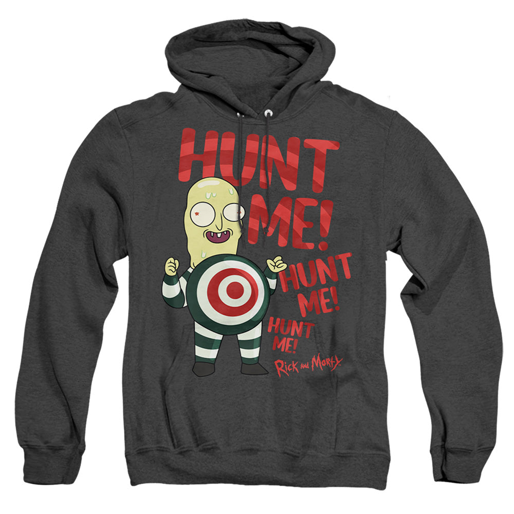 Rick And Morty Hunt Me Heather Mens Hoodie Black Officially Licensed