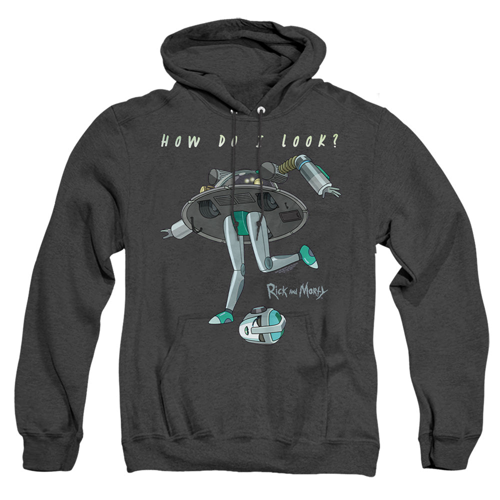 Rick And Morty How Do I Look? Mens Heather Hoodie Black Officially Licensed