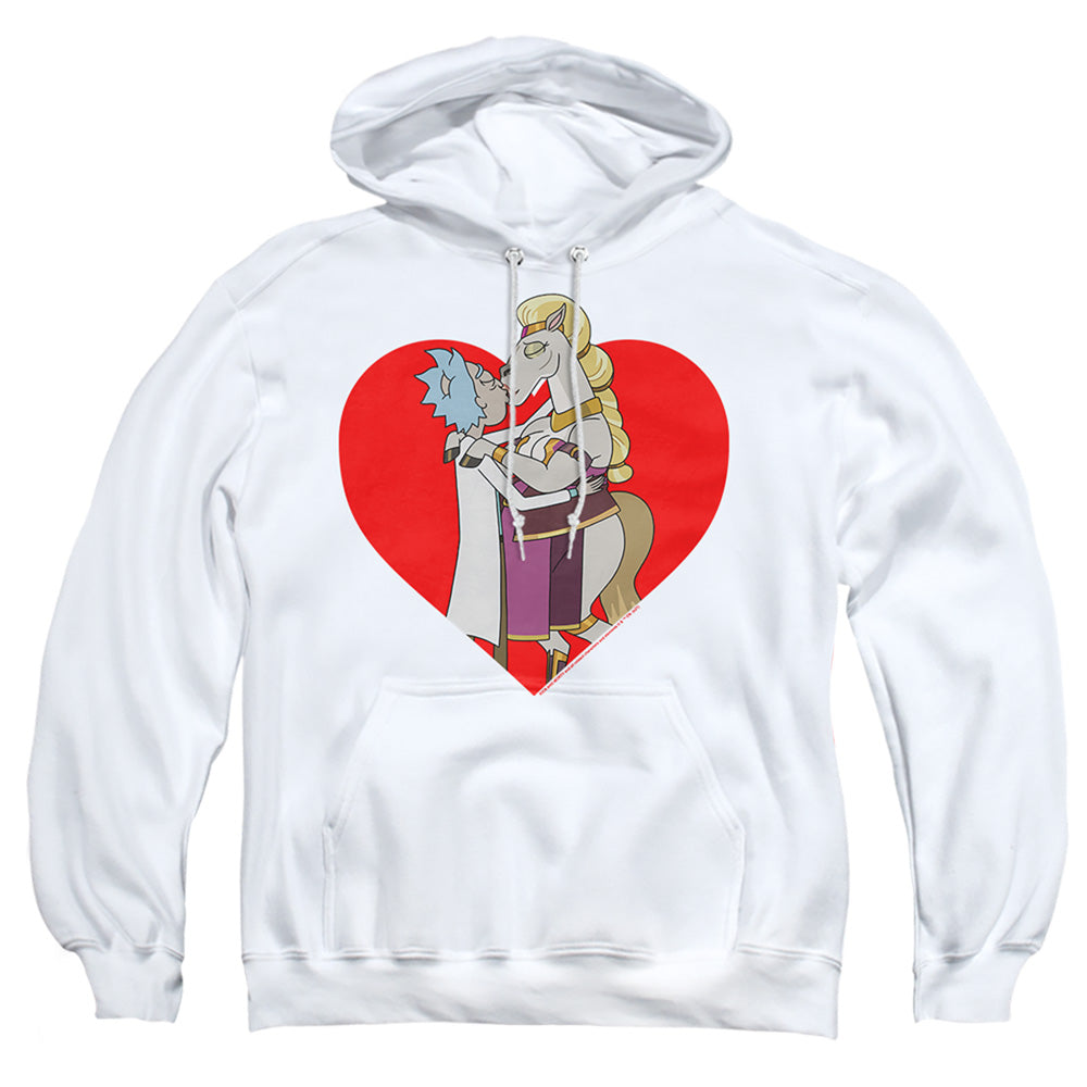 Rick And Morty Rick And Horse Kiss Mens Hoodie White
