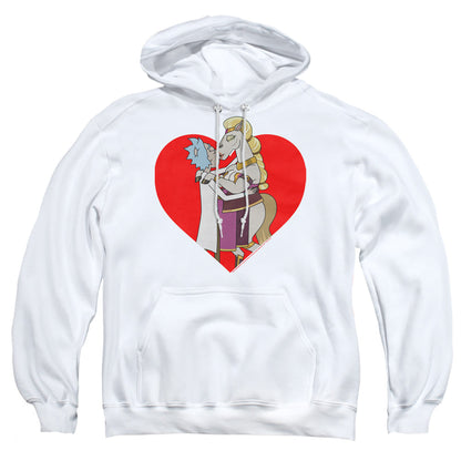 Rick And Morty Rick And Horse Kiss Mens Hoodie White