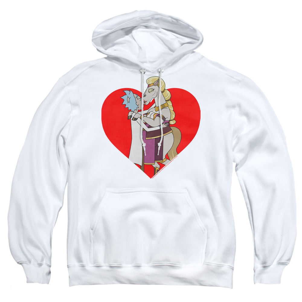 Rick And Morty Rick And Horse Kiss Mens Hoodie White
