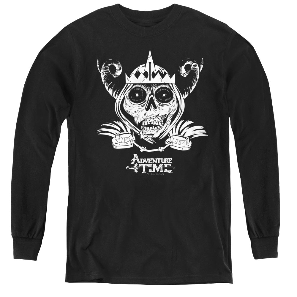 Adventure Time Skull Face Long Sleeve Kids Youth T Shirt Black Officially Licensed