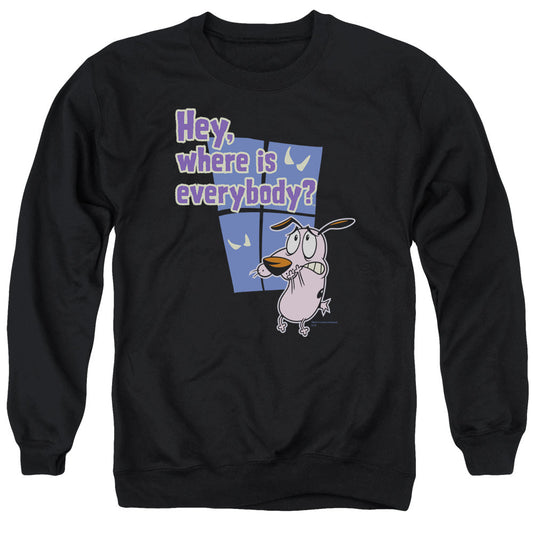 Courage Where Is Everybody Mens Crewneck Sweatshirt Black Officially Licensed