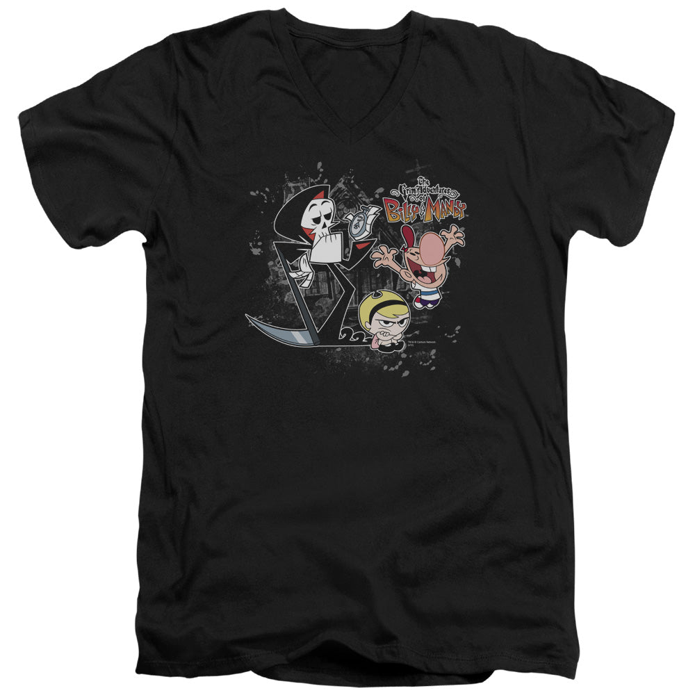 Grim Adventures of Billy & Mandy Splatter Cast Mens Slim Fit V-Neck T Shirt Black Officially Licensed