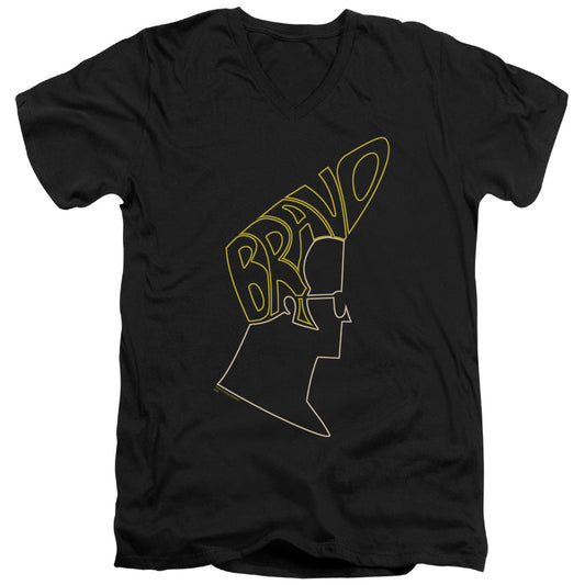 Johnny Bravo Bravo Hair Slim Fit V Neck T Shirt Black Officially Licensed