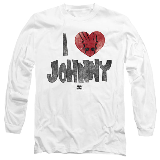 Johnny Bravo I Heart Johnny Mens Long Sleeve Shirt White Officially Licensed Officially Licensed