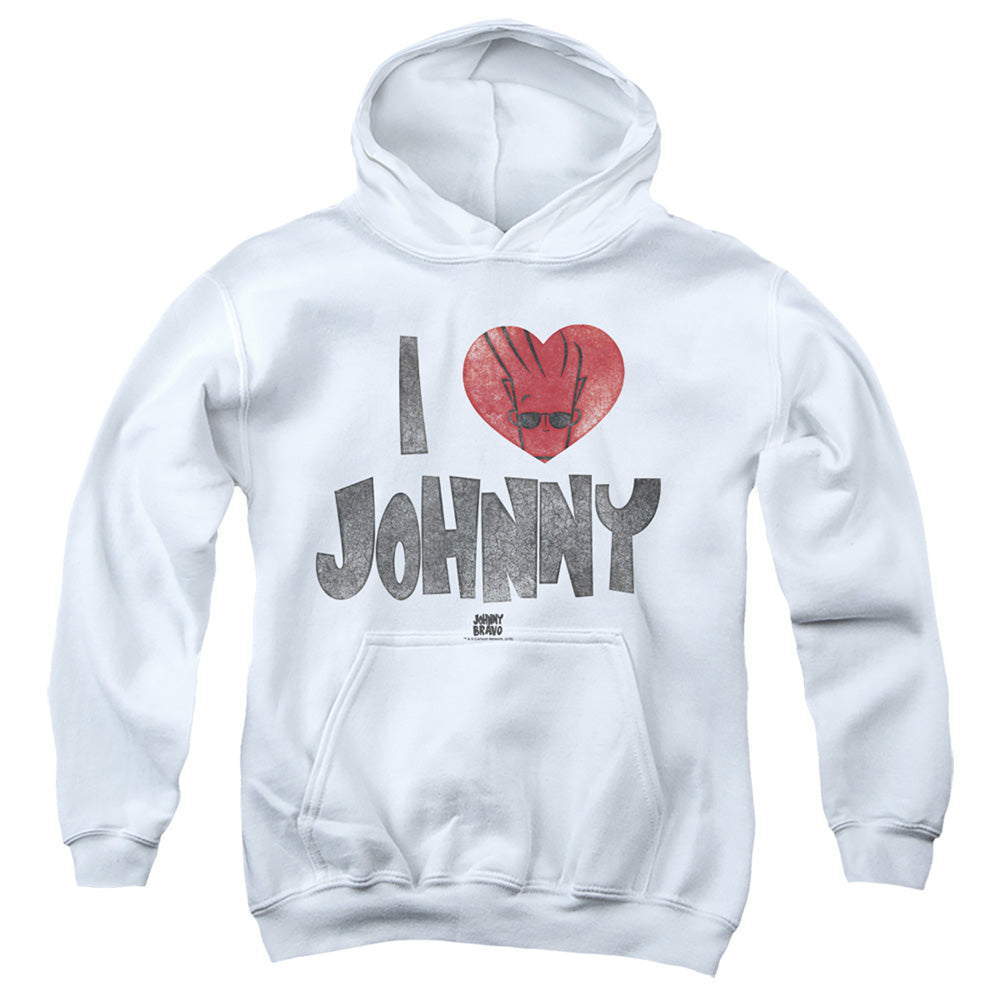Johnny Bravo I Heart Johnny Kids Youth Hoodie White Officially Licensed