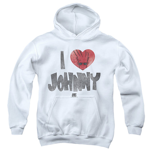 Johnny Bravo I Heart Johnny Kids Youth Hoodie White Officially Licensed