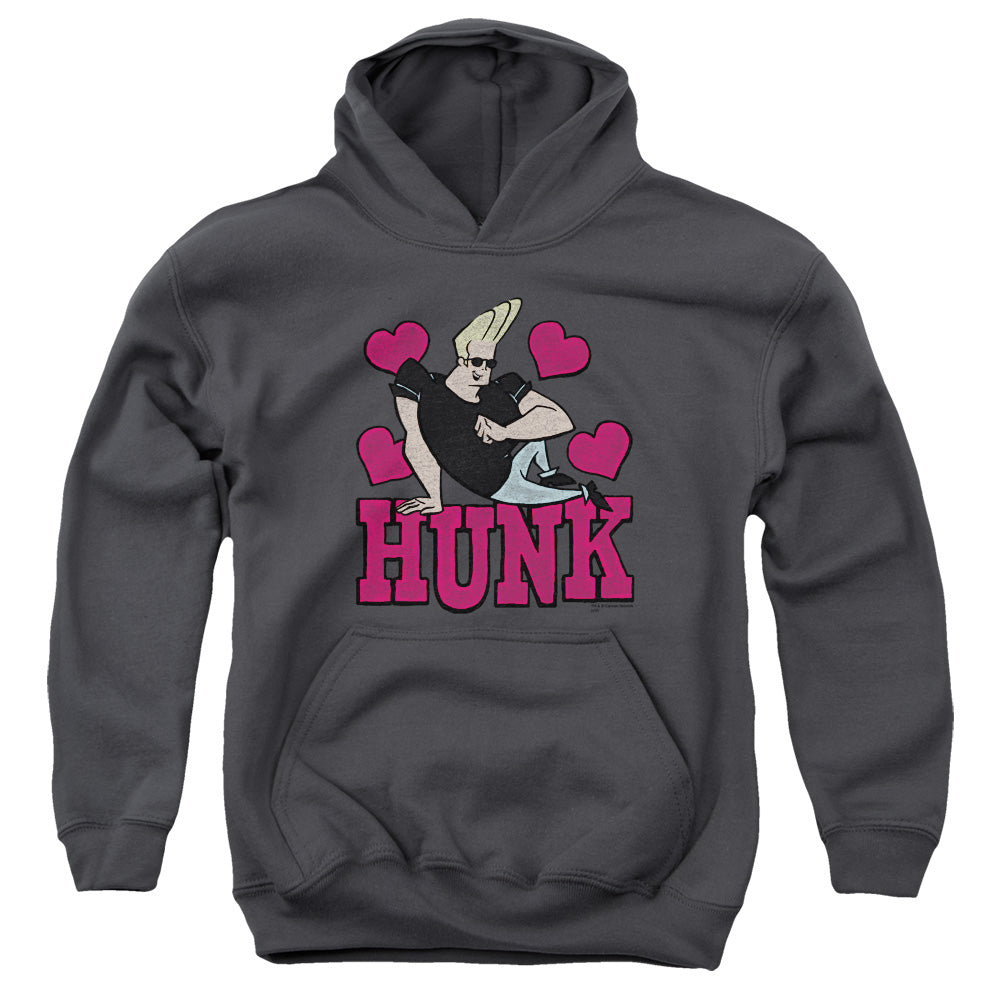 Johnny Bravo Hunk Kids Youth Hoodie Charcoal Officially Licensed