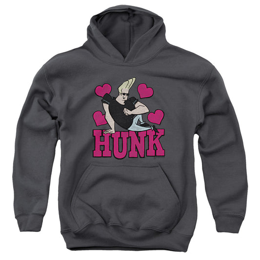 Johnny Bravo Hunk Kids Youth Hoodie Charcoal Officially Licensed