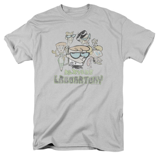 Dexters Laboratory Vintage Cast Mens T Shirt Silver Officially Licensed