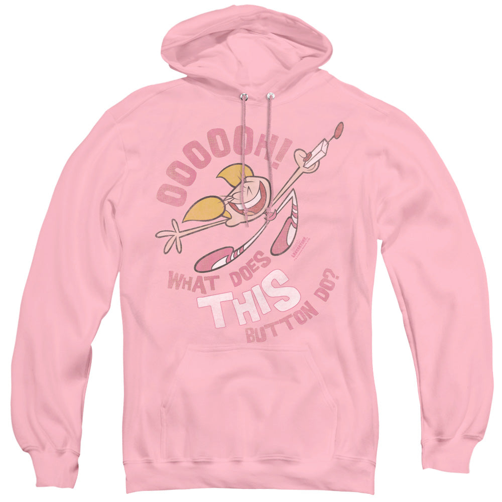 Dexters Laboratory Button Mens Hoodie Pink Officially Licensed
