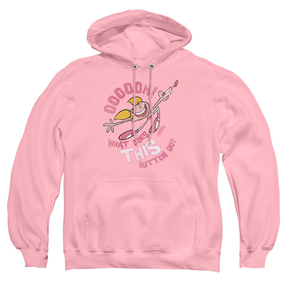 Dexters Laboratory Button Mens Hoodie Pink Officially Licensed