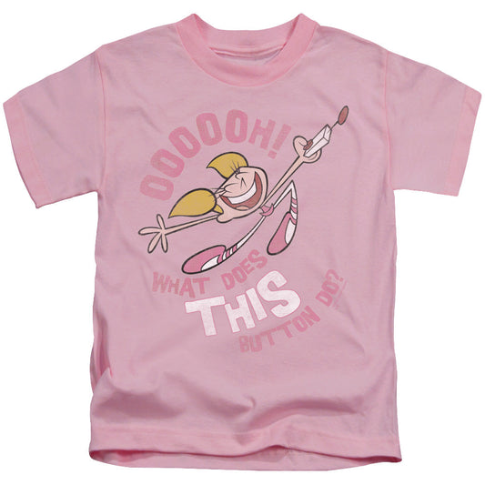 Dexters Laboratory Button Juvenile Kids Youth T Shirt Pink Officially Licensed