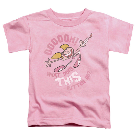 Dexters Laboratory Button Toddler Kids Youth T Shirt Pink Officially Licensed