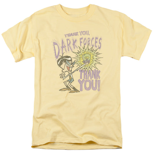 Dexters Laboratory Dark Forces Mens T Shirt Yellow Officially Licensed