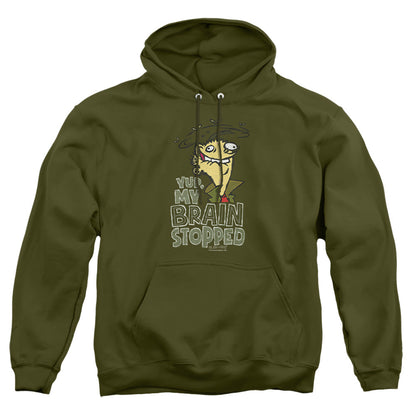 Ed Edd N Eddy Brain Dead Ed Mens Hoodie Military Green Officially Licensed