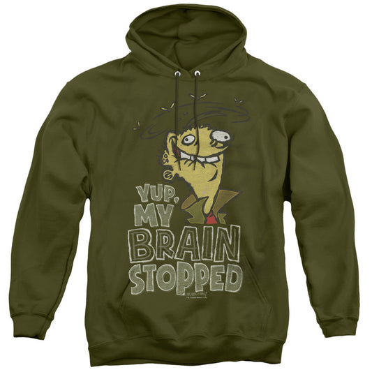 Ed Edd N Eddy Brain Dead Ed Mens Hoodie Military Green Officially Licensed