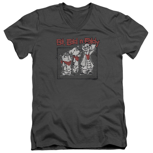Ed Edd N Eddy Stand by Me Mens Slim Fit V-Neck T Shirt Charcoal Officially Licensed