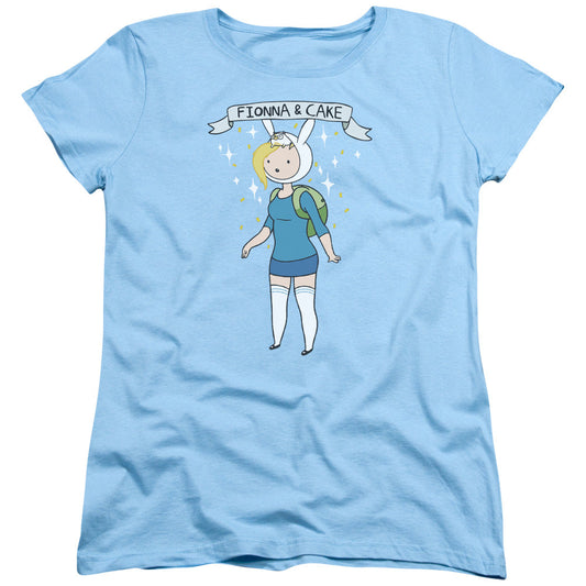 Adventure Time Fionna & Cake Womens T Shirt Light Blue Officially Licensed