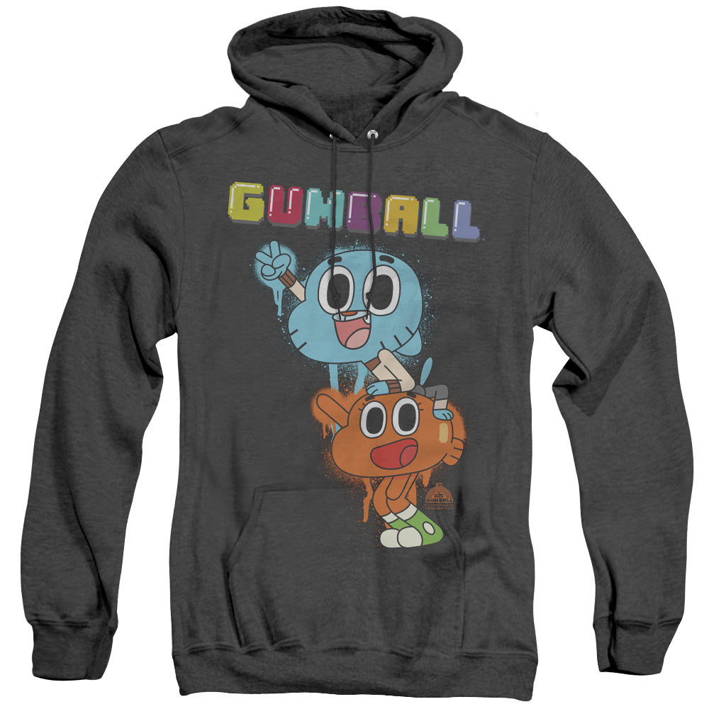 Amazing World Of Gumball Gumball Spray Mens Heather Hoodie Black Officially Licensed