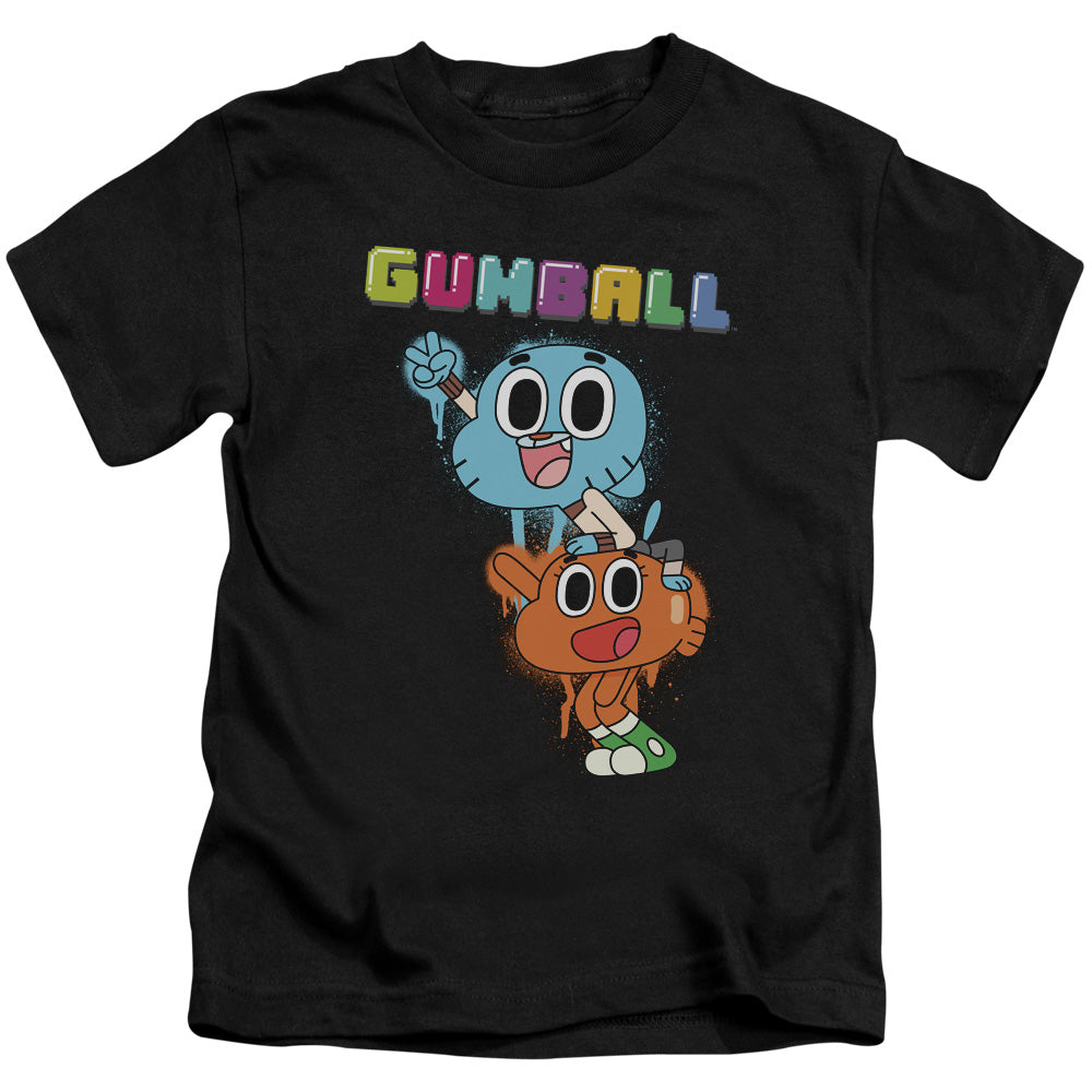 Amazing World of Gumball Gumball Spray Juvenile Kids Youth T Shirt Black Officially Licensed