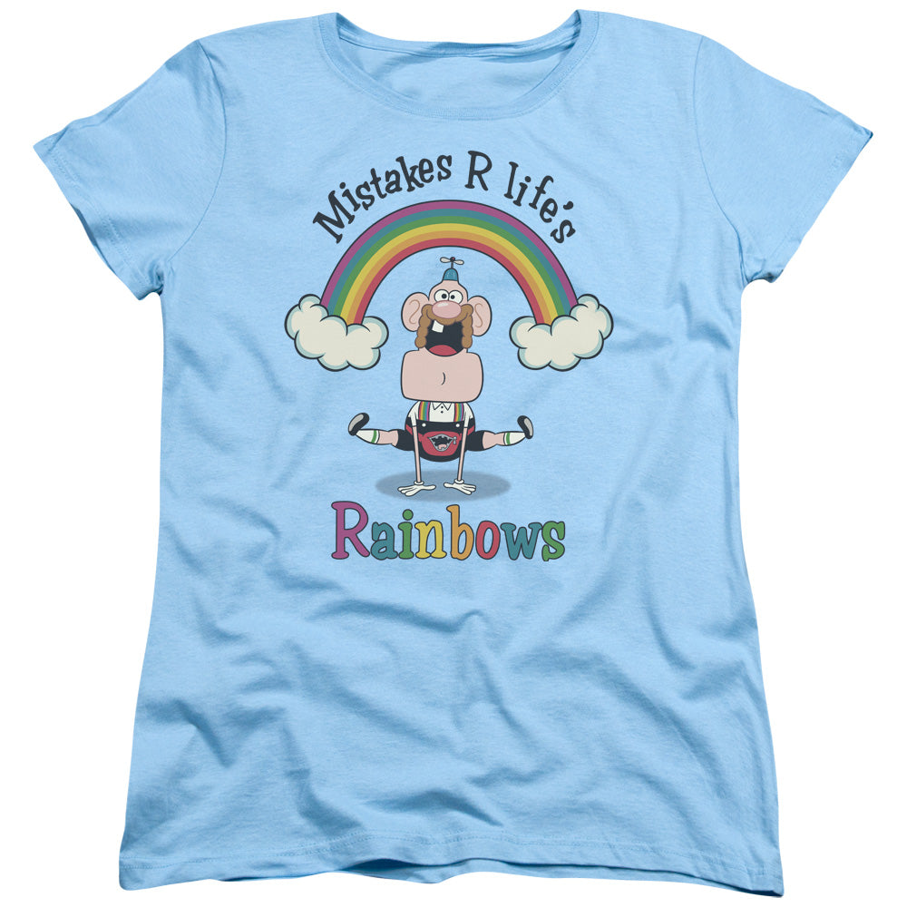 Uncle Grandpa Lifes Rainbows Womens T Shirt Light Blue Officially Licensed