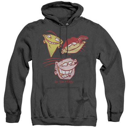 Ed Edd Eddy Three Heads Mens Heather Hoodie Black Officially Licensed