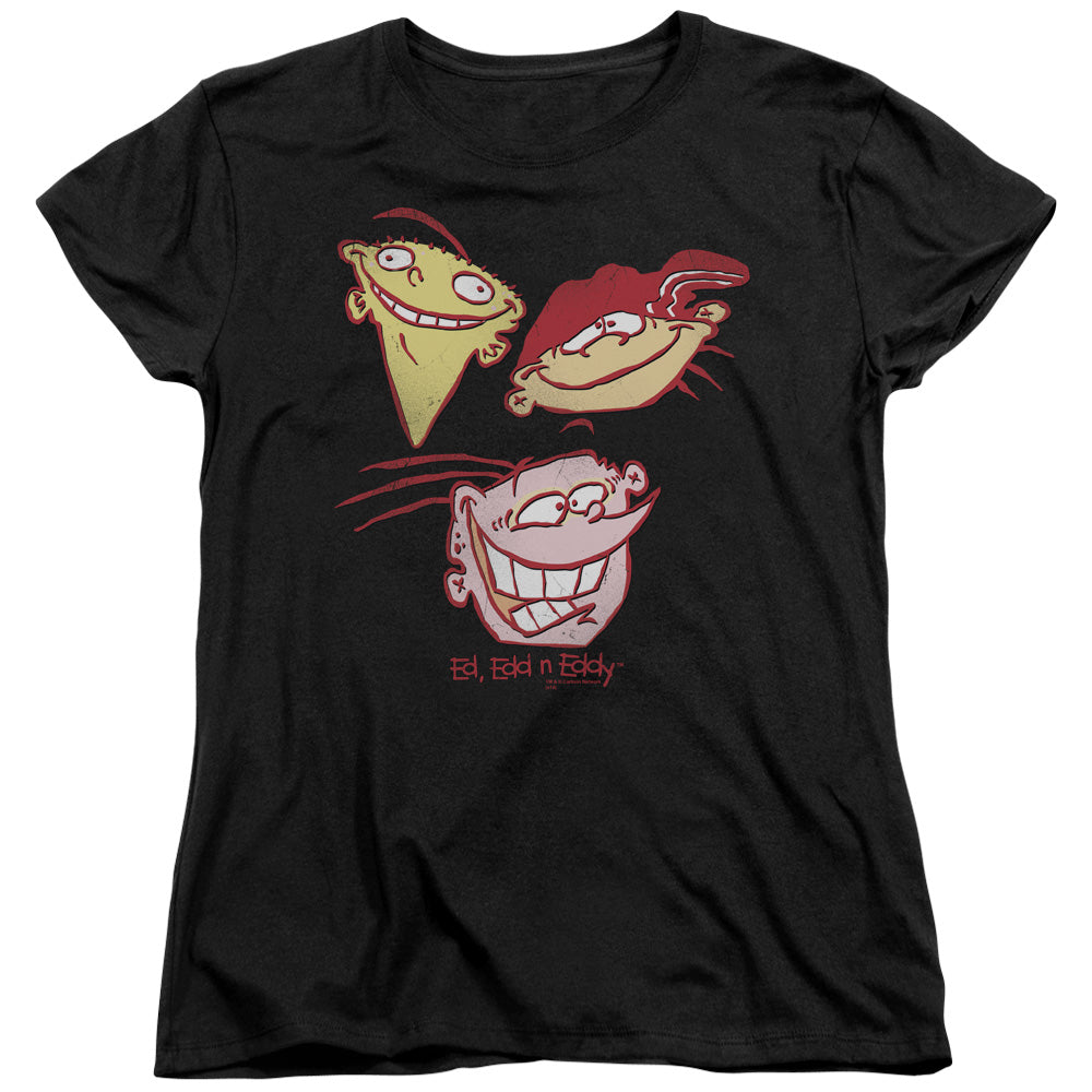 Ed Edd N Eddy Three Heads Womens T Shirt Black Officially Licensed