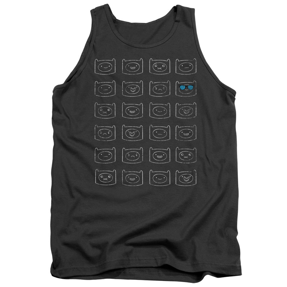 Adventure Time Finn Faces Mens Tank Top Shirt Charcoal Officially Licensed