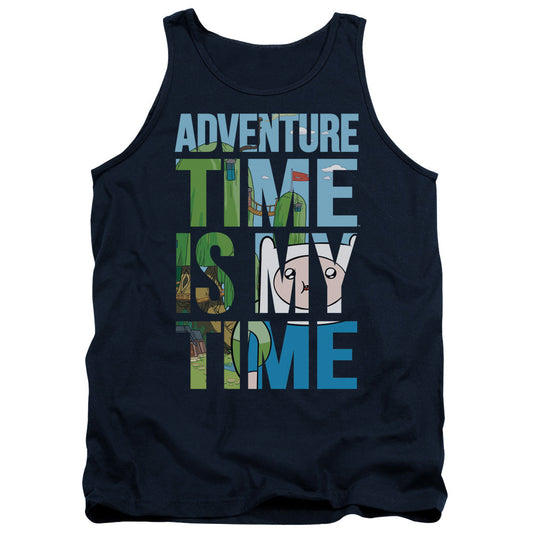 Adventure Time My Time Mens Tank Top Shirt Navy Blue Officially Licensed