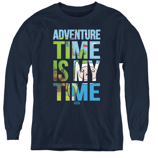 Adventure Time My Time Long Sleeve Kids Youth T Shirt Navy Blue Officially Licensed