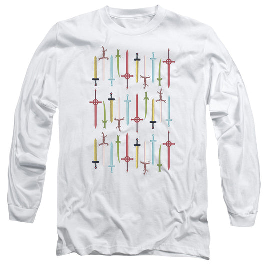 Adventure Time Swords Mens Long Sleeve Shirt White Officially Licensed