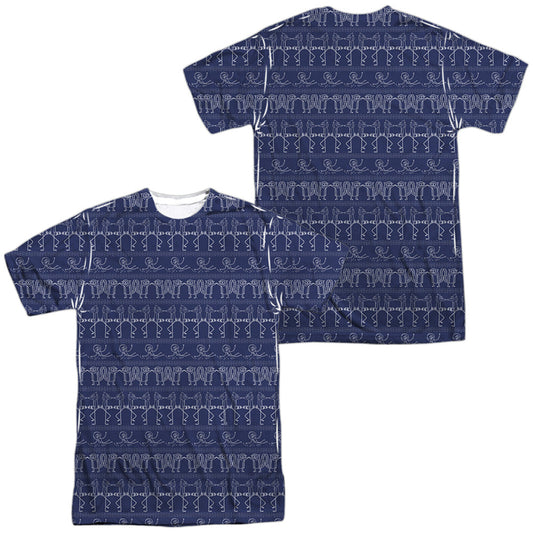 Regular Show Rs Pattern Front Back Print-Mens Poly Crew T Shirt-White