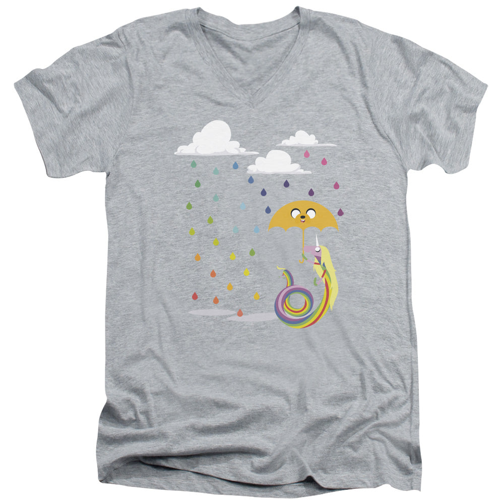 Adventure Time Lady in the Rain Mens Slim Fit V Neck T Shirt Athletic Heather Officially Licensed
