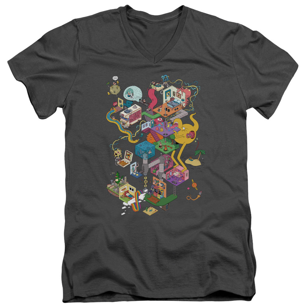 Uncle Grandpa Inside the Rv Mens Slim Fit V Neck T Shirt Charcoal Officially Licensed