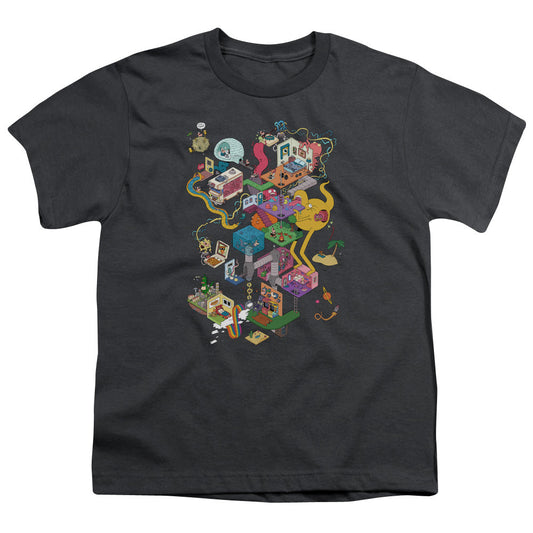 Uncle Grandpa Inside the Rv Kids Youth T Shirt Charcoal Officially Licensed