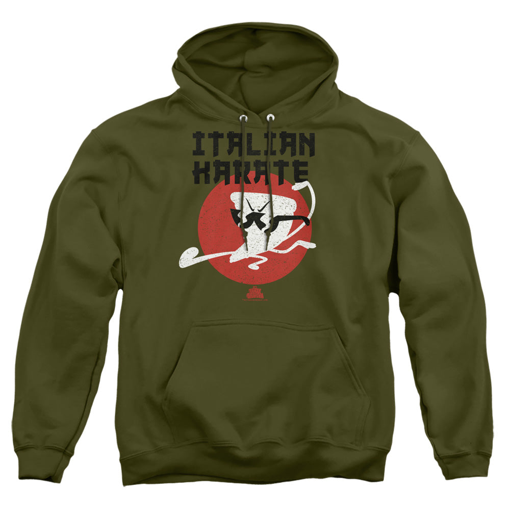 Uncle Grandpa  Italian Karate Mens Hoodie Military Green Officially Licensed