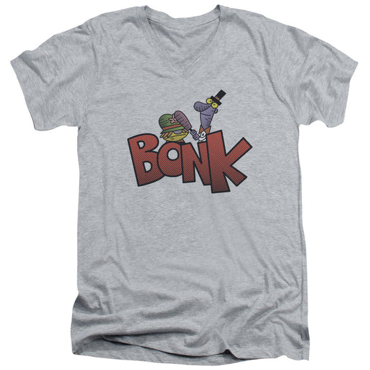 Dexters Laboratory Bonk Mens Slim Fit V Neck T Shirt Athletic Heather Officially Licensed