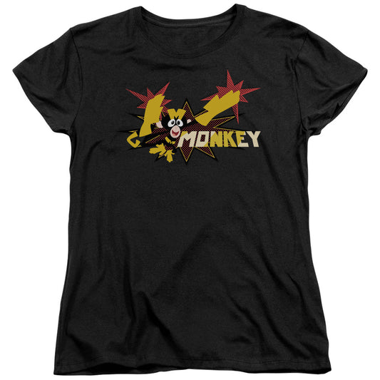 Dexters Laboratory Monkey Womens T Shirt Black Officially Licensed