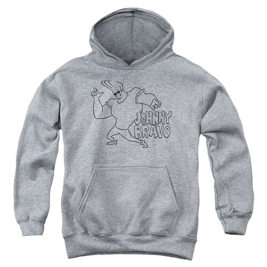 Johnny Bravo Jb Line Art Kids Youth Hoodie Heather Officially Licensed