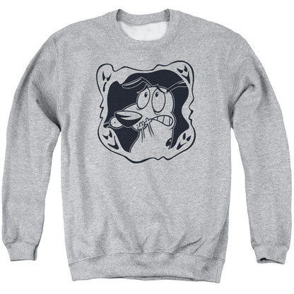 Courage The Cowardly Dog Ghost Frame Mens Crewneck Sweatshirt Athletic Heather Officially Licensed