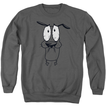Courage The Cowardly Dog Scared Mens Crewneck Sweatshirt Charcoal Officially Licensed