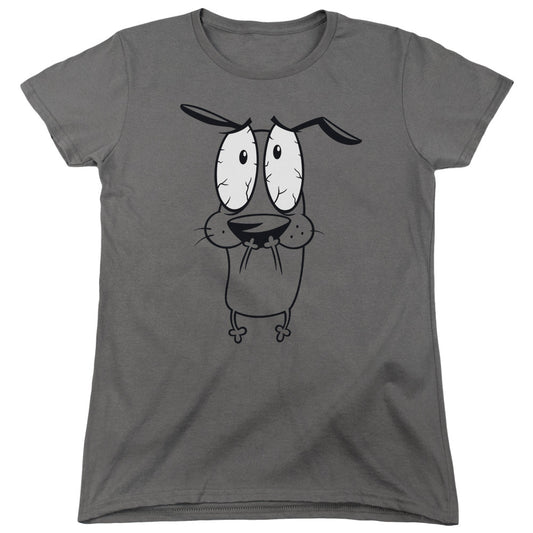 Courage the Cowardly Dog Scared Womens T Shirt Charcoal Officially Licensed