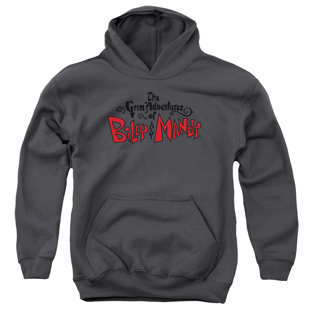 Grim Adventures of Billy and Mandy Grim Logo Kids Youth Hoodie Charcoal Officially Licensed